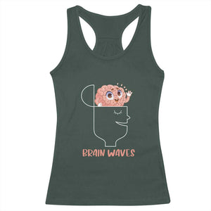 Funny Neuroscience Brain Waves Racerback Tank Top TS09 Dark Forest Green Print Your Wear