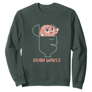Funny Neuroscience Brain Waves Sweatshirt TS09 Dark Forest Green Print Your Wear