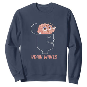 Funny Neuroscience Brain Waves Sweatshirt TS09 Navy Print Your Wear