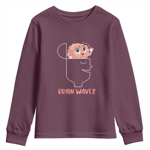 Funny Neuroscience Brain Waves Youth Sweatshirt TS09 Maroon Print Your Wear
