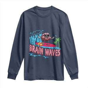 Funny Brain Waves Neuroscience Long Sleeve Shirt TS09 Navy Print Your Wear