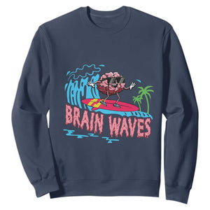 Funny Brain Waves Neuroscience Sweatshirt TS09 Navy Print Your Wear