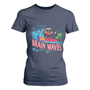 Funny Brain Waves Neuroscience T Shirt For Women TS09 Navy Print Your Wear
