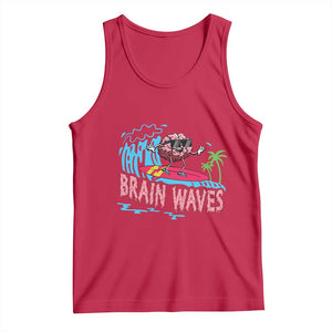 Funny Brain Waves Neuroscience Tank Top TS09 Red Print Your Wear