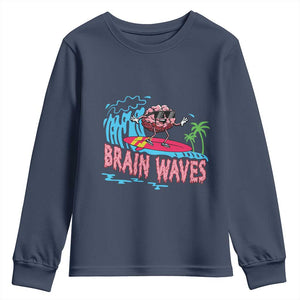 Funny Brain Waves Neuroscience Youth Sweatshirt TS09 Navy Print Your Wear