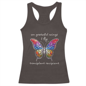 Transplant Recipient Racerback Tank Top On Grateful Wings I Fly TS09 Dark Chocolate Print Your Wear