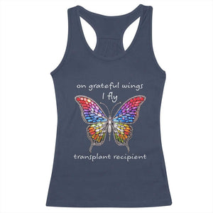 Transplant Recipient Racerback Tank Top On Grateful Wings I Fly TS09 Navy Print Your Wear