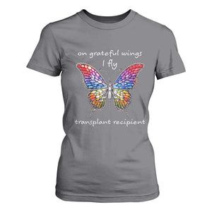 Transplant Recipient T Shirt For Women On Grateful Wings I Fly TS09 Charcoal Print Your Wear