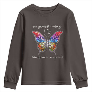 Transplant Recipient Youth Sweatshirt On Grateful Wings I Fly TS09 Dark Chocolate Print Your Wear