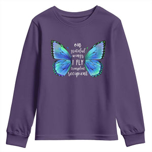 Transplant Recipient On Grateful Wings I Fly Youth Sweatshirt TS09 Purple Print Your Wear