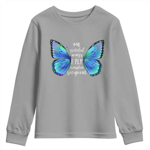 Transplant Recipient On Grateful Wings I Fly Youth Sweatshirt TS09 Sport Gray Print Your Wear