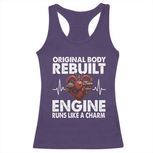 Open Heart Surgery Racerback Tank Top Original Body Rebuilt Engine Runs Like A Charm TS09 Purple Print Your Wear