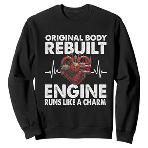 Open Heart Surgery Sweatshirt Original Body Rebuilt Engine Runs Like A Charm TS09 Black Print Your Wear