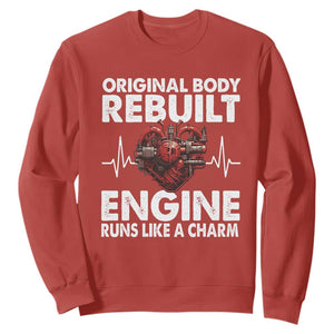 Open Heart Surgery Sweatshirt Original Body Rebuilt Engine Runs Like A Charm TS09 Red Print Your Wear