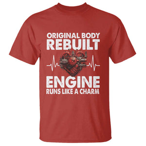 Open Heart Surgery T Shirt Original Body Rebuilt Engine Runs Like A Charm TS09 Red Print Your Wear