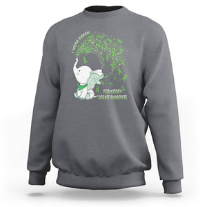 I Wear Green For Kidney Disease Awareness Elephant Survivors Sweatshirt TS09 Charcoal Printyourwear