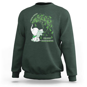 I Wear Green For Kidney Disease Awareness Elephant Survivors Sweatshirt TS09 Dark Forest Green Printyourwear
