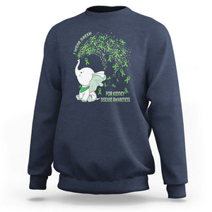 I Wear Green For Kidney Disease Awareness Elephant Survivors Sweatshirt TS09 Navy Printyourwear