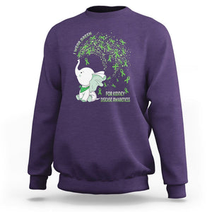 I Wear Green For Kidney Disease Awareness Elephant Survivors Sweatshirt TS09 Purple Printyourwear