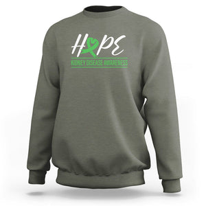 Hope Kidney Disease Awareness Month Green Ribbon Sweatshirt TS09 Military Green Printyourwear