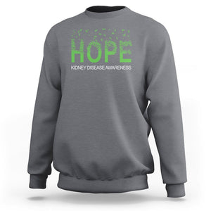 Kidney Disease Awareness Month Sweatshirt Hope Green Ribbon Support TS09 Charcoal Printyourwear