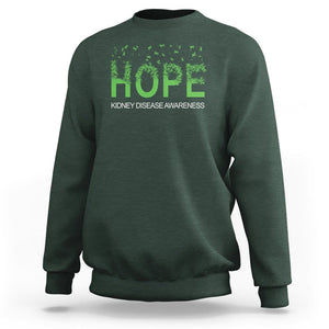 Kidney Disease Awareness Month Sweatshirt Hope Green Ribbon Support TS09 Dark Forest Green Printyourwear
