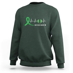 Kidney Disease Awareness Month Sweatshirt Heartbeat Transplant Organ Donor TS09 Dark Forest Green Printyourwear