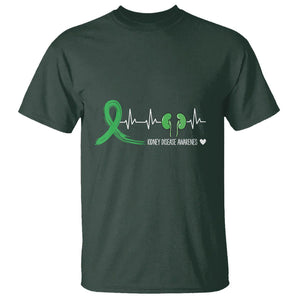 Kidney Disease Awareness Month T Shirt Heartbeat Transplant Organ Donor TS09 Dark Forest Green Printyourwear