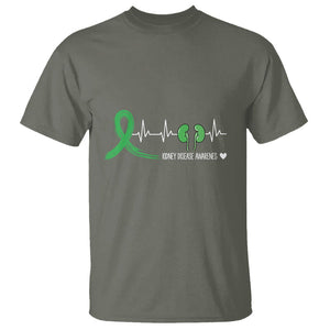 Kidney Disease Awareness Month T Shirt Heartbeat Transplant Organ Donor TS09 Military Green Printyourwear