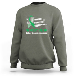 Kidney Disease Awareness Month Sweatshirt Support Squad USA Flag Strong Warrior TS09 Military Green Printyourwear