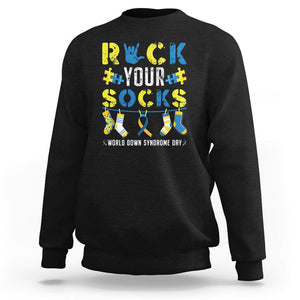 Down Syndrome Day Funny Rock Your Sock Sweatshirt TS09 Black Printyourwear