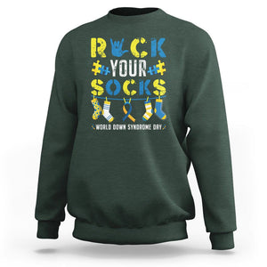 Down Syndrome Day Funny Rock Your Sock Sweatshirt TS09 Dark Forest Green Printyourwear
