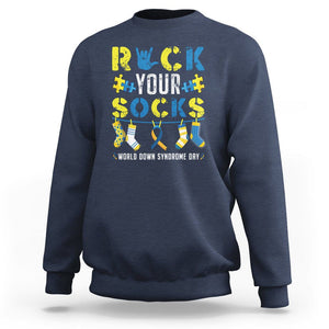 Down Syndrome Day Funny Rock Your Sock Sweatshirt TS09 Navy Printyourwear