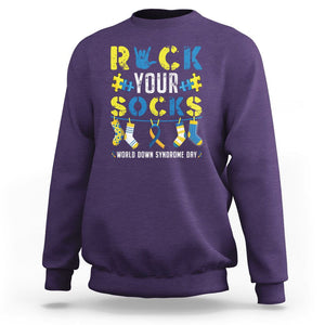 Down Syndrome Day Funny Rock Your Sock Sweatshirt TS09 Purple Printyourwear