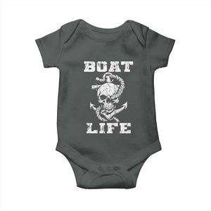 Boat Life Baby Onesie Funny Skull Anchor TS09 Dark Heather Print Your Wear