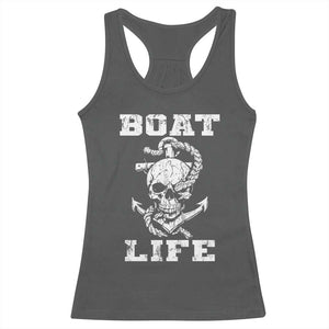 Boat Life Racerback Tank Top Funny Skull Anchor TS09 Dark Heather Print Your Wear