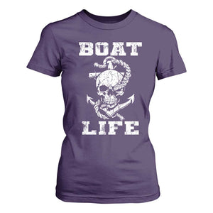 Boat Life T Shirt For Women Funny Skull Anchor TS09 Purple Print Your Wear