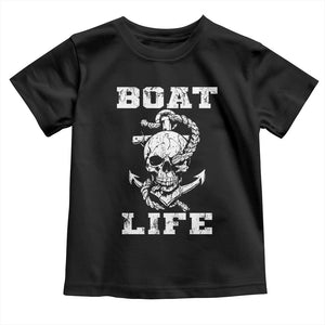 Boat Life Toddler T Shirt Funny Skull Anchor TS09 Black Print Your Wear