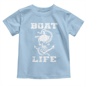 Boat Life Toddler T Shirt Funny Skull Anchor TS09 Light Blue Print Your Wear