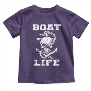 Boat Life Toddler T Shirt Funny Skull Anchor TS09 Purple Print Your Wear