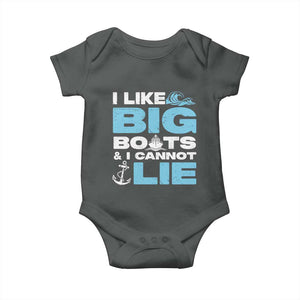 Funny I Like Big Boats and I Cannot Lie Baby Onesie TS09 Dark Heather Print Your Wear