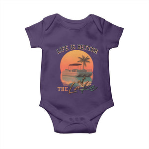 Life Is Better At The Lake Baby Onesie Pontoon Boat TS09 Purple Print Your Wear
