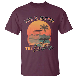 Life Is Better At The Lake T Shirt Pontoon Boat TS09 Maroon Print Your Wear
