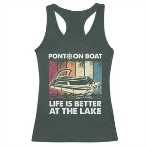 Pontoon Boat Racerback Tank Top Life Is Better At The Lake TS09 Dark Forest Green Print Your Wear
