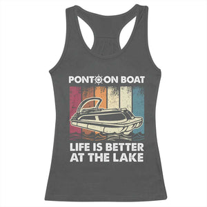 Pontoon Boat Racerback Tank Top Life Is Better At The Lake TS09 Dark Heather Print Your Wear