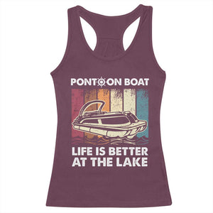 Pontoon Boat Racerback Tank Top Life Is Better At The Lake TS09 Maroon Print Your Wear