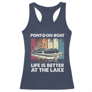 Pontoon Boat Racerback Tank Top Life Is Better At The Lake TS09 Navy Print Your Wear