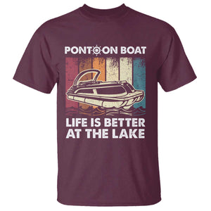 Pontoon Boat T Shirt Life Is Better At The Lake TS09 Maroon Print Your Wear