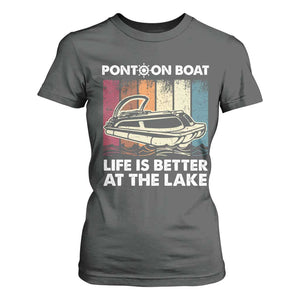 Pontoon Boat T Shirt For Women Life Is Better At The Lake TS09 Dark Heather Print Your Wear