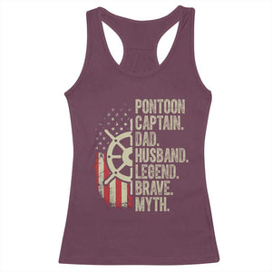 Pontoon Boat Captain Racerback Tank Top Dad Husband Legend Brave Myth TS09 Maroon Print Your Wear